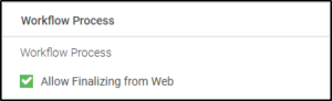 Screenshot with Allow Finalizing from Web checked