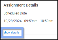 Show Details button under Assignment Details