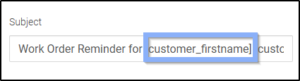 Snippet showing an insert code in an email subject line