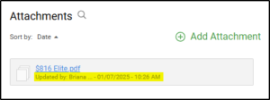 Snippet showing the attachments view in FieldEdge