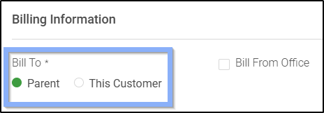 Snippet showing the billing information change option on an individual basis