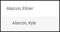 Snippet showing a sub-customer indented under a customer.